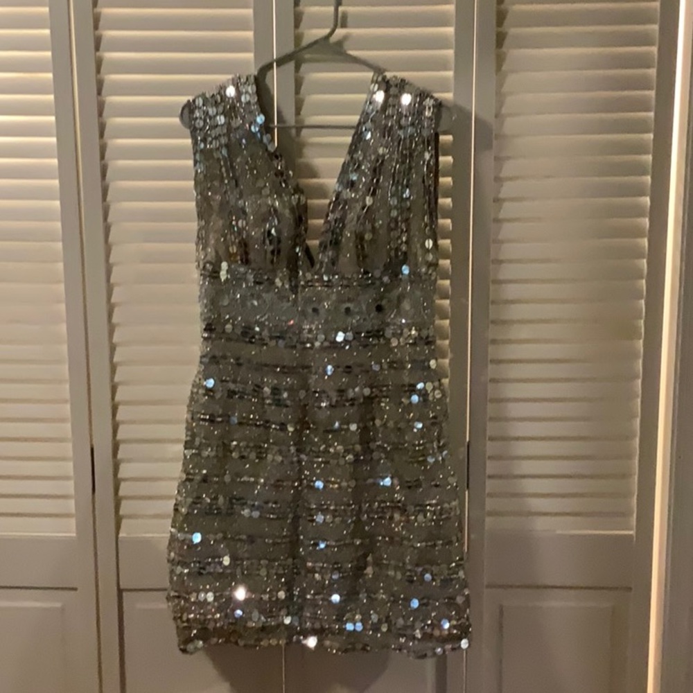 SCALA Platinum Sequin Cocktail Dress